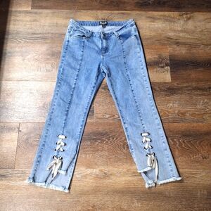 AZI New York Front Laced Denim Jean Size 6 RN#91041